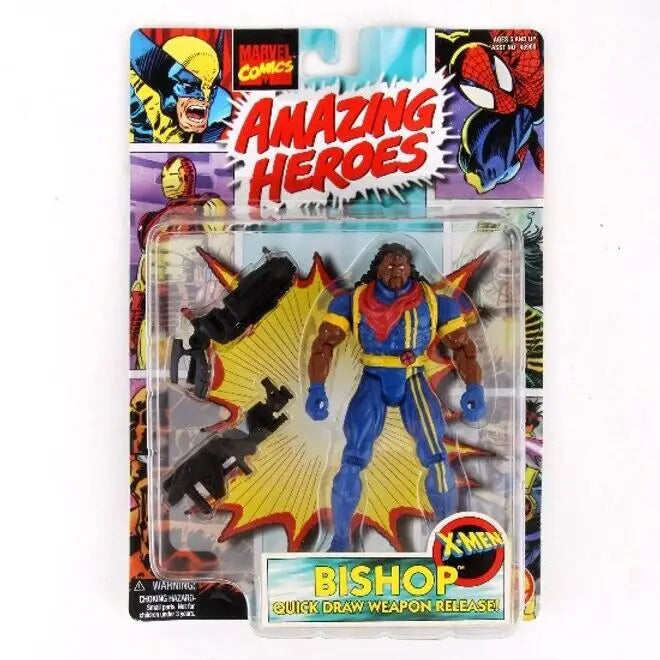 Action figure of Bishop in blue and yellow costume by Toy Biz, sealed in packaging