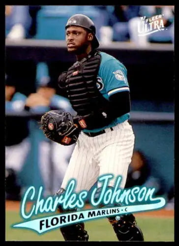 1997 Ultra #197 Charles Johnson baseball card with original gloss in Near Mint condition