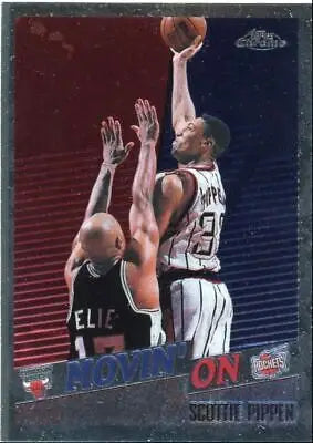 Scottie Pippen basketball card from 1998-99 Topps Chrome Movin On Houston Rockets #221