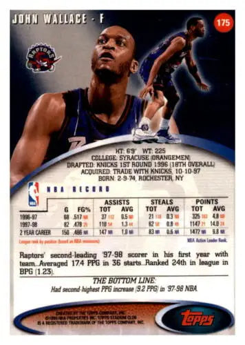 1998-99 Topps Stadium Club #175 John Wallace basketball card with original gloss for sale