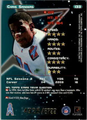 Chris Sanders 1998 Topps Stars #133 Houston Oilers NFL Football Card NM condition