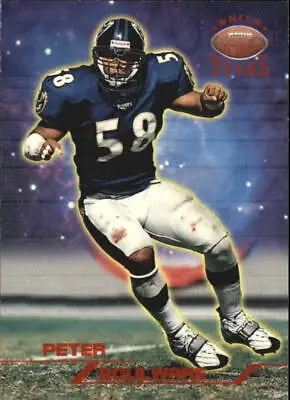 Baltimore Ravens linebacker Peter Boulware in navy uniform #58 running determinedly