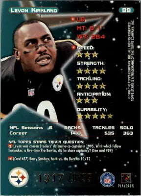 1998 Topps Stars #88 Levon Kirkland Pittsburgh Steelers football card NM for collectors