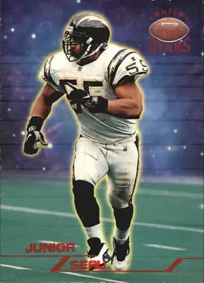 Junior Seau in San Diego Chargers uniform on 1998 Topps Stars NFL card NM