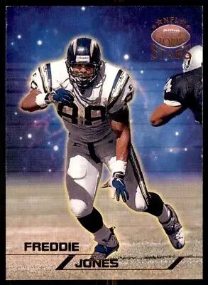 Football player Freddie Jones in action, featured in Topps Stars San Diego Chargers card