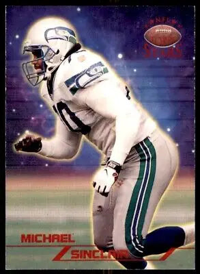 Football player in action from 1998 Topps Stars Michael Sinclair Seattle Seahawks #57