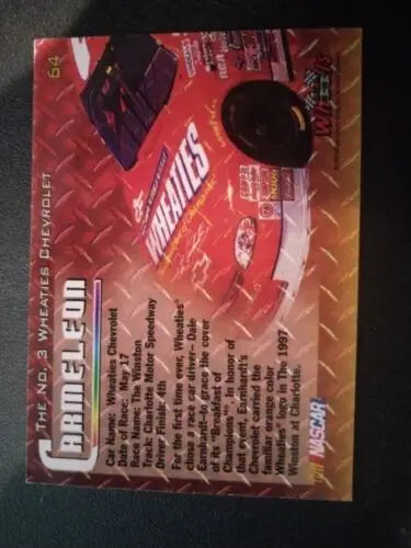 Wheaties Chevrolet trading card from 1998 Wheels High Gear Dale Earnhardt collection