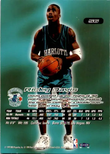 1999-00 Fleer Ultra #56 Ricky Davis basketball card with original gloss, Near Mint condition