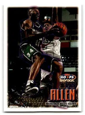 1999-00 Hoops #2 Ray Allen trading card featuring the basketball star in action