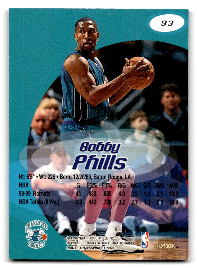 1999-00 Skybox Apex Bobby Phills #93 Charlotte Hornets basketball card display