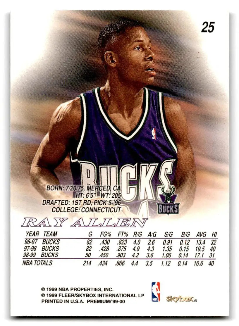 Ray Allen 1999-00 SkyBox Premium #25 trading card for collectors and enthusiasts