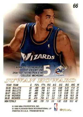 1999-00 SkyBox Premium #66 Juwan Howard EX/NM Wizards basketball trading card original gloss