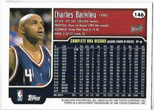 1999-00 Topps #146 Charles Barkley basketball card with original gloss for collectors