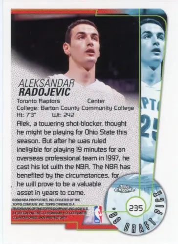 1999-00 Topps Chrome Aleksandar Radojevic Rookie Card for Toronto Raptors NM-MT