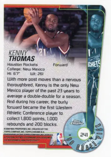 1999-00 Topps Chrome #241 Kenny Thomas Rookie Basketball Card from Houston Rockets