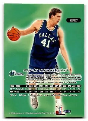 Dirk Nowitzki trading card from 1999-00 Ultra #53 baseball cards collection