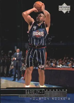 Charles Barkley shooting in Houston Rockets uniform on Upper Deck basketball card