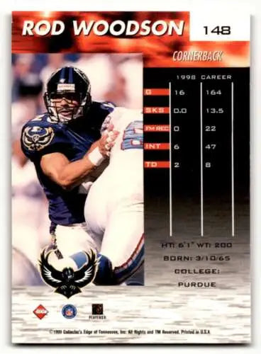 Rod Woodson Baltimore Ravens football card from 1999 Collector’s Edge Fury original gloss