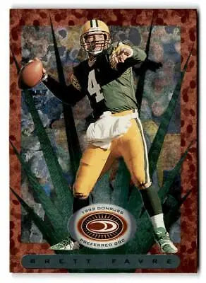 Brett Favre football card from 1999 Donruss Preferred QBC featuring iconic design