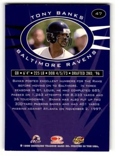 Tony Banks Baltimore Ravens 1999 Donruss Preferred QBC original gloss football card