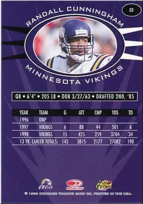 1999 Donruss Preferred QBC Randall Cunningham Minnesota Vikings football card #8