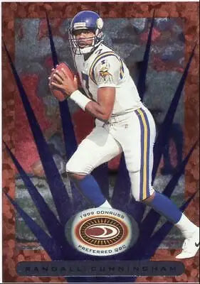 Football player in uniform representing Donruss Preferred QBC Randall Cunningham