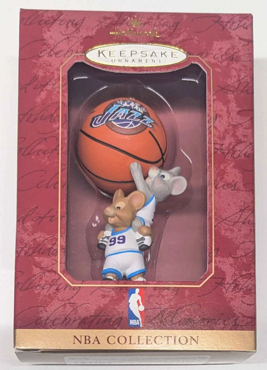 Hallmark Keepsake NBA Utah Jazz ornament featuring mouse player in white uniform