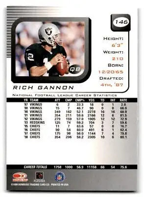 Rich Gannon 1999 Leaf Rookies & Stars #146 trading card collectible display