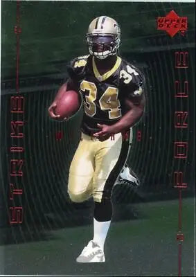 Football player in uniform featured on 1999 Upper Deck Deck Strike Force card