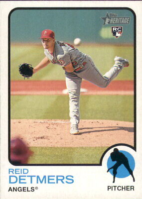 Reid Detmers in white Los Angeles Angels uniform on 2022 Topps Heritage baseball card