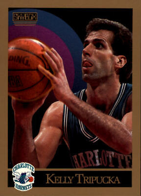 Basketball player in Charlotte Hornets uniform shooting ball, 1990-91 SkyBox Kelly Tripucka