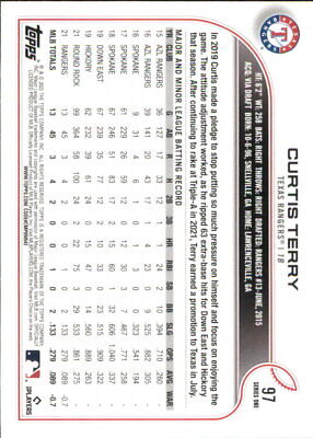 Curtis Terry Rookie Texas Rangers MLB Baseball Card with player statistics and info