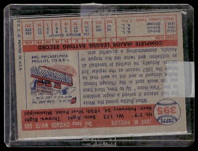 Vintage baseball ticket stub featuring Bubba Phillips from 1957 Topps trading cards