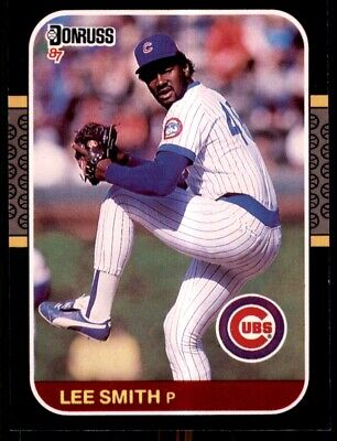 1987 Donruss Lee Smith Chicago Cubs #292 baseball card of pitcher in pinstriped uniform