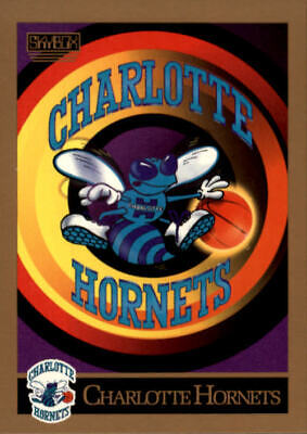 Circular Charlotte Hornets team logo with teal and purple hornet for Hornets team card