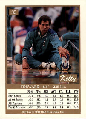 Vintage 1990-91 SkyBox Kelly Tripucka Charlotte Hornets Basketball Card on court floor