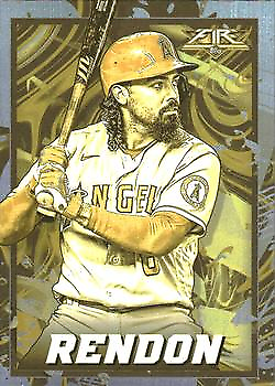 Baseball player Anthony Rendon in Los Angeles Angels uniform with gold minted bat