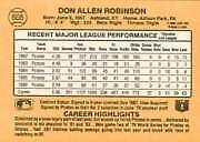 Orange Don Robinson Pittsburgh Pirates baseball card displaying player statistics