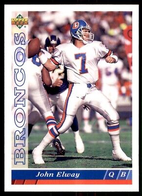 1991 Upper Deck John Elway Denver Broncos quarterback card with number 7, text-align center