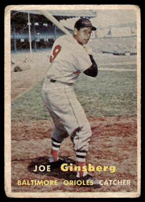 Vintage 1957 Baltimore Orioles Baseball Card of Joe Ginsberg in batting stance