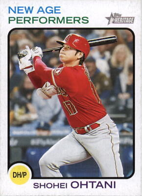 Baseball card of Shohei Ohtani in Angels uniform from Topps Heritage NAP4