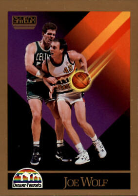 Basketball trading card of Joe Wolf from the 1990-91 SkyBox, Denver Nuggets in action