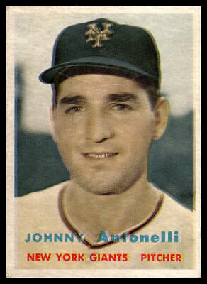 Vintage baseball card of Johnny Antonelli in dark cap, showcasing trading cards collection