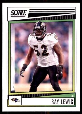 Football trading card of Ray Lewis, Baltimore Ravens linebacker, jersey number 52