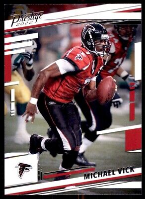 Atlanta Falcons player in red jersey running with football from Panini Prestige