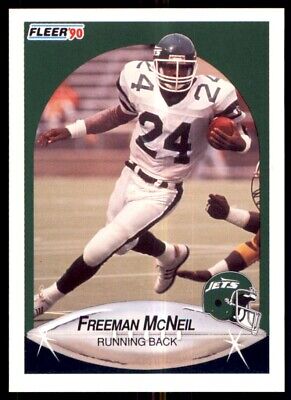 1990 Fleer Freeman McNeil New York Jets #366 football card with player in white uniform