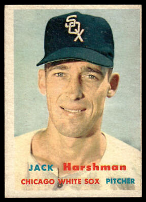 Vintage baseball card of Jack Harshman, pitcher for Chicago White Sox, 1957 Topps