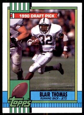 Blair Thomas rookie card featuring New York Jets running back in white uniform