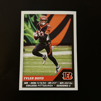 Football trading card of Tyler Boyd running with the ball for Cincinnati Bengals Panini Stickers