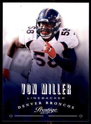 Football trading card of Von Miller in Navy Blue Denver Broncos uniform by Panini Prestige